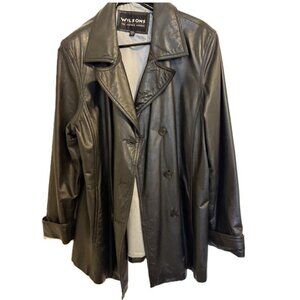 Wilsons Leather Double Breasted Leather Peacoat Jacket Sz XL